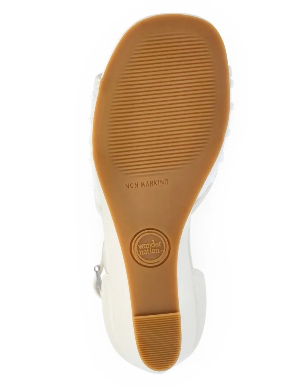 Wonder Nation Girls White Wedge Sandal Polka Dot Mesh Bow Ankle Strap size 1 NWT